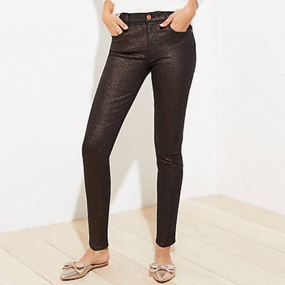 NWT LOFT SHIMMER SLIM POCKET SKINNY JEANS